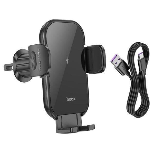 HOCO car holder with wireless charging for air vent 15W HW4 black – Bild 4