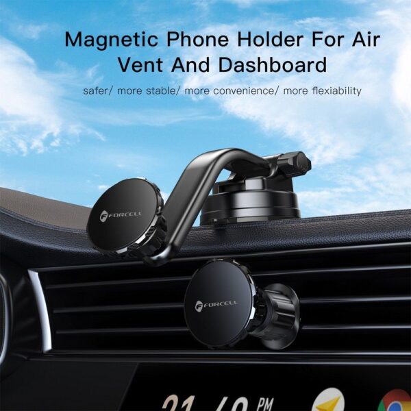 FORCELL F-Grip MagLuxe car holder for phone to windshield/center console/air vent magnetic black – Bild 2