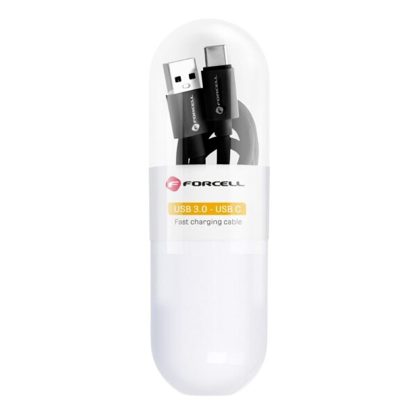 FORCELL C398 cable USB A to Type C QC3.0 3A TUBE 1 m black