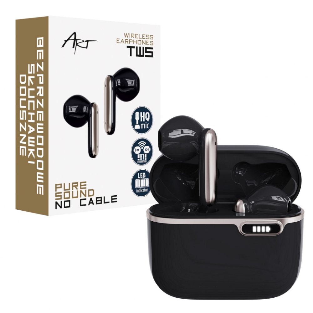 Bluetooth earphones TWS ART AP-TW-B3 with microphone for Type C black – Bild 2