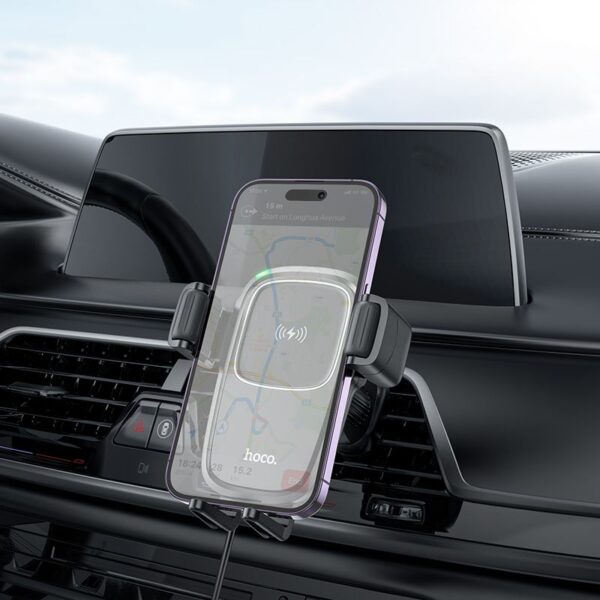 HOCO car holder with wireless charging for airvent 15W HW01 black – Bild 5