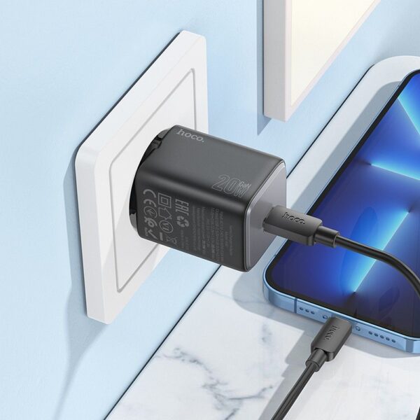 HOCO wall charger Type C + cable Type C to Lightning QC PD 20W N40 black – Bild 4
