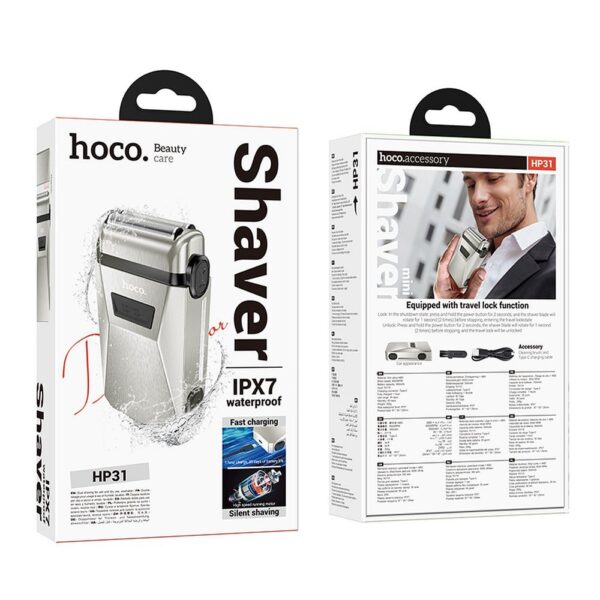 HOCO zinc alloy double razor shaver IPX7 HP31 silver – Bild 3