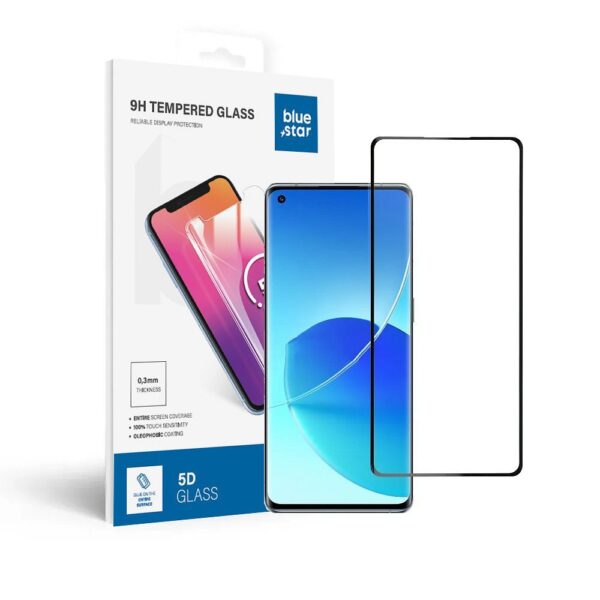 Tempered Glass Blue Star 5D - OPPO Reno6 Pro 5G (full glue/case friendly) - Black