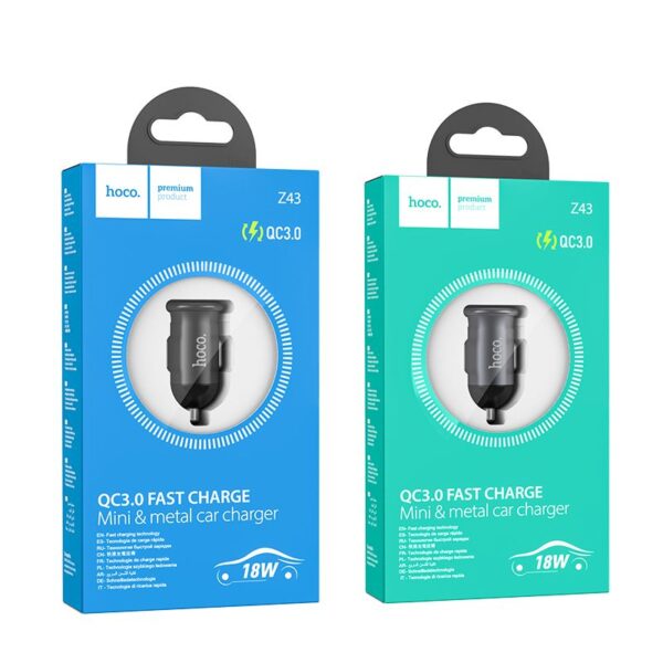 HOCO car charger USB A QC3.0 18W Z43 grey – Bild 2