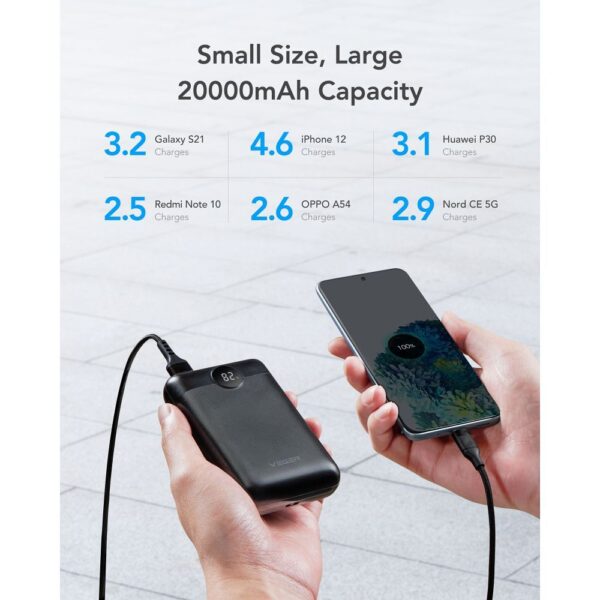 VEGER powerbank 20 000 mAh PD QC3.0 2A 22,5W S20 (W2053) black – Bild 2
