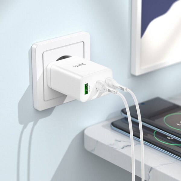 HOCO charger 2 x Type C + USB A PD QC3.0 3A 35W N33 white – Bild 2