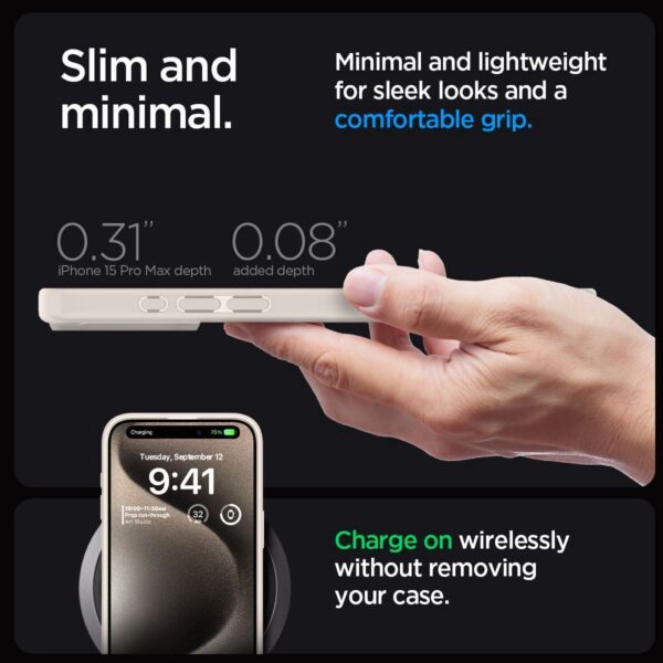 SPIGEN case ULTRA HYBRID for IPHONE 15 Pro Max natural titatnium – Bild 4