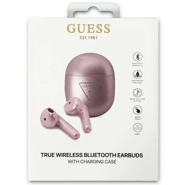 Bluetooth Earphones Stereo TWS GUESS with docking station GUTWST82TRU (Triangle Logo / purple) – Bild 2