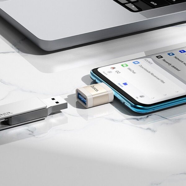HOCO adapter OTG Type C (male) to USB A (female) 3A UA31C gray – Bild 5