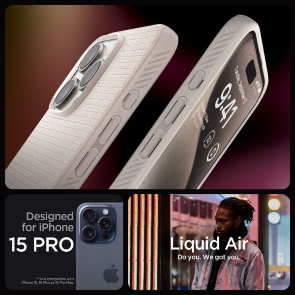 SPIGEN case LIQUID AIR for IPHONE 15 Pro natural titanium – Bild 2