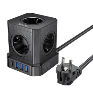 HOCO multifuncional splitter 5 sockets + 3 x USB A + Type C EU standards 4000W PD QC 3A NS8 2 m black