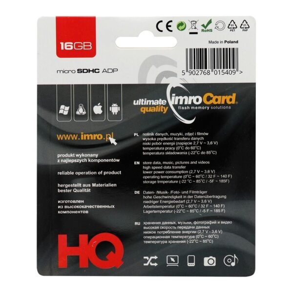 IMRO memory card microSD 16GB with adapter SD – Bild 2
