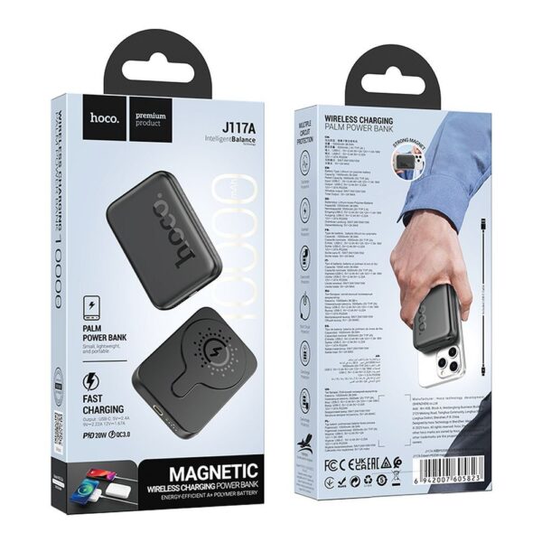 HOCO powerbank 10 000 mAh compatible with MagSafe PD QC3.0 2A 20W J117A black – Bild 2