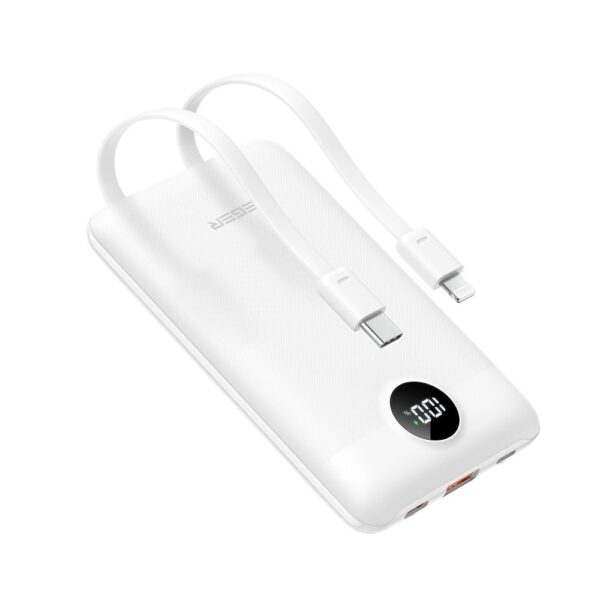 VEGER powerbank 10 000 mAh with built-in cables Type C / Lightning PD QC3.0 2A 22,5W C11C (W1170) white – Bild 4