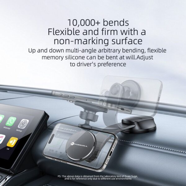 FORCELL F-Grip MagFlex car holder for phone to windshield/center console compatybile with MagSafe black – Bild 5