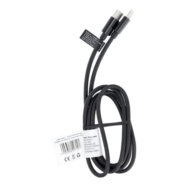Cable Type C to Type C PD QC 3A 60W C296 (long conector 8mm) 1 m black – Bild 4