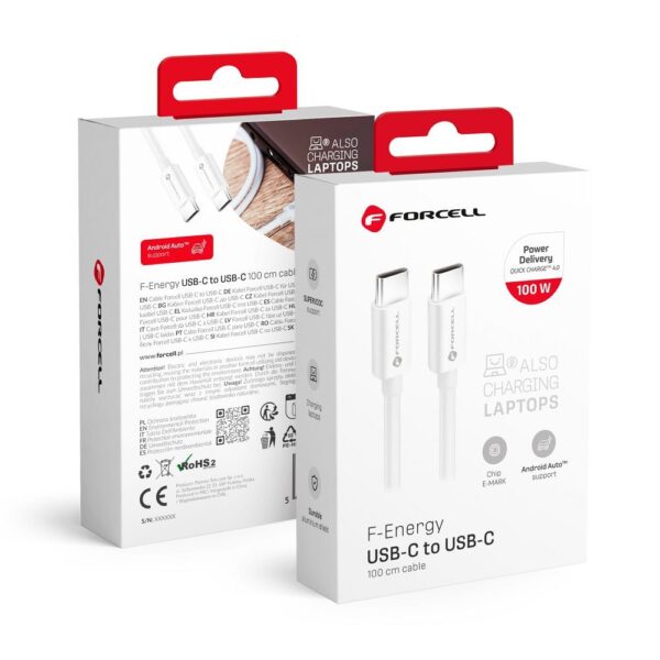 FORCELL F-ENERGY C339 cable Type C to Type C PD QC4.0 5A 100W 1 m white