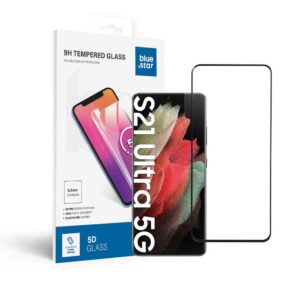 Tempered Glass Blue Star - SAMSUNG Galaxy S21 Ultra Full Face (full glue/case friendly) - black Tempered Glass Blue Star
