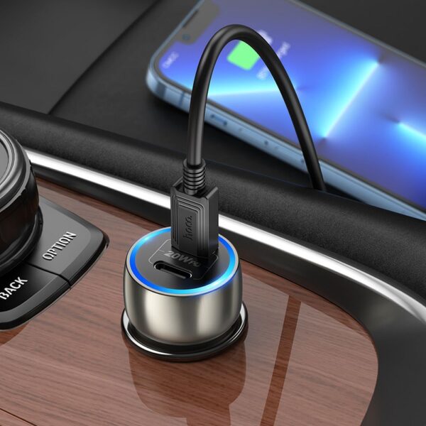 HOCO car charger 2 x Type C + cable Type C to LightningPD QC3.0 3A 40W Z48 metal gray – Bild 5